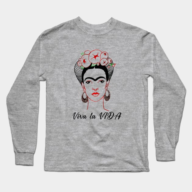 Frida kahlo portrait Long Sleeve T-Shirt by GalleryArtField